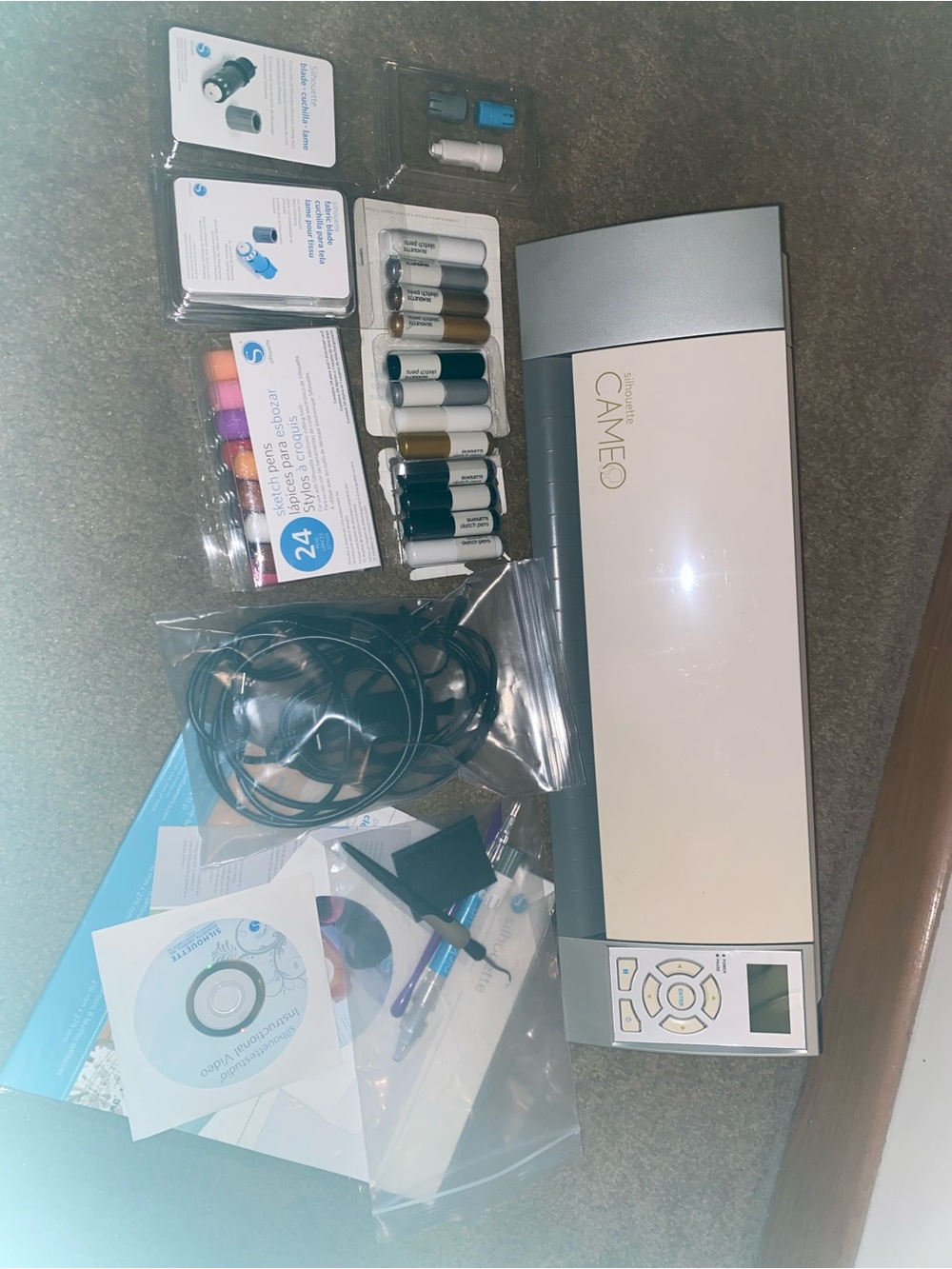 Silhouette Cameo Craft Cutter with White and Silver Finish and Accessory Set